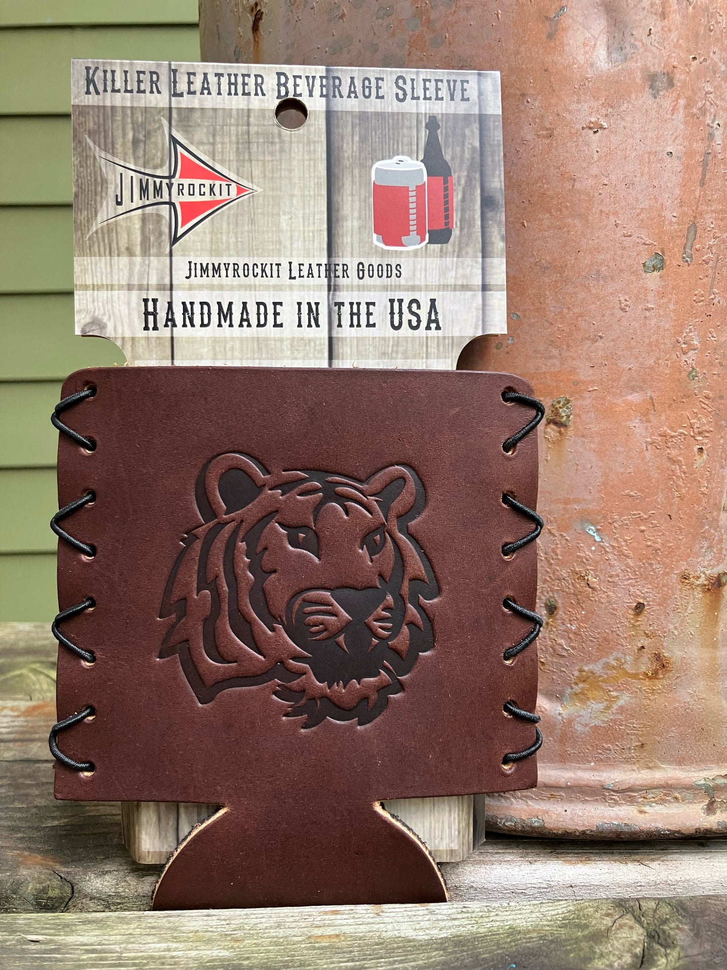 Leather Koozie - Tiger