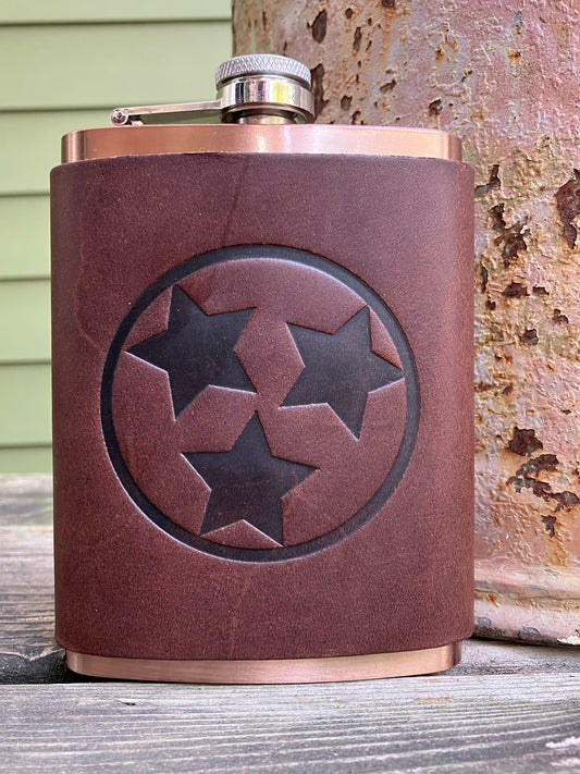 Leather Flask - Tennessee Tri Star