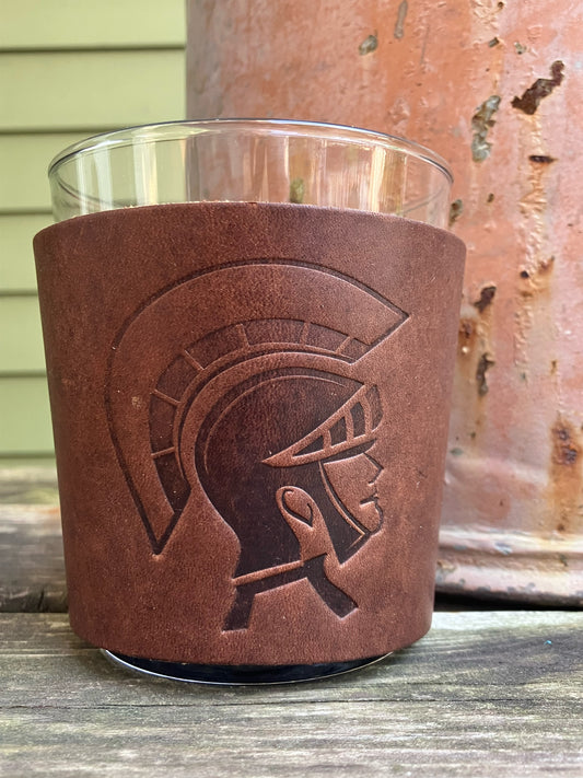 Leather Wrapped Whiskey Glass - Trojan