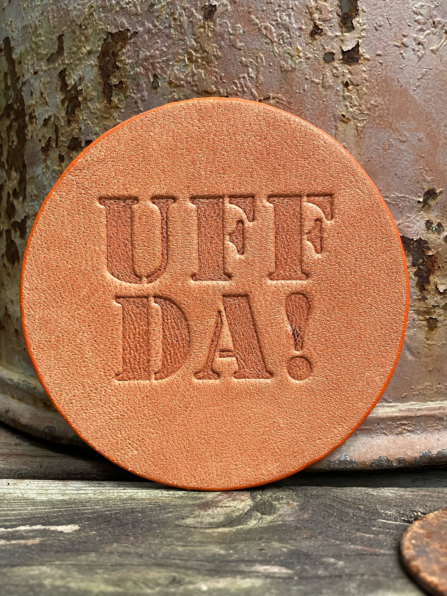 Leather Coaster - Uff Da