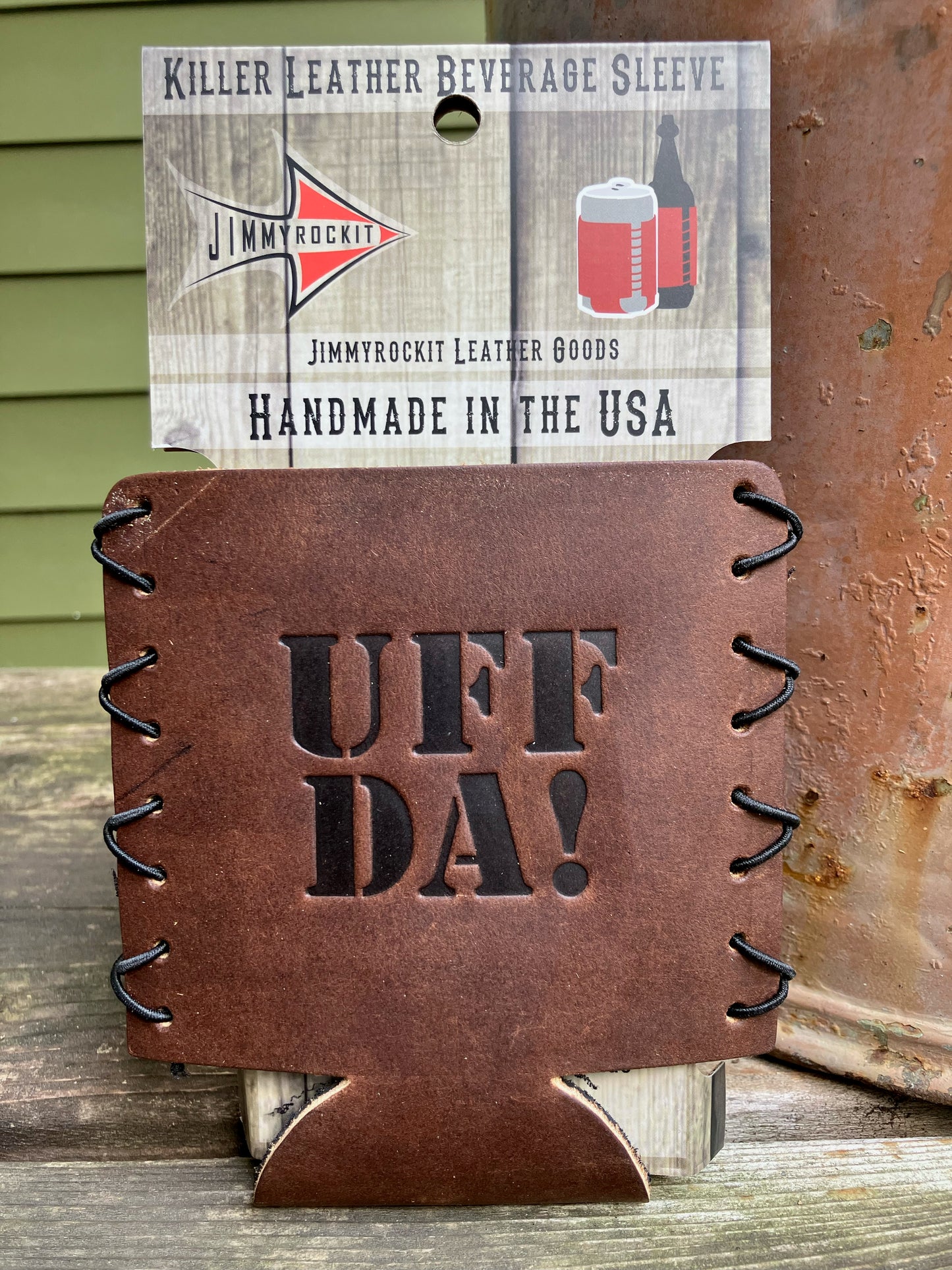 Leather Koozie - UFF DA