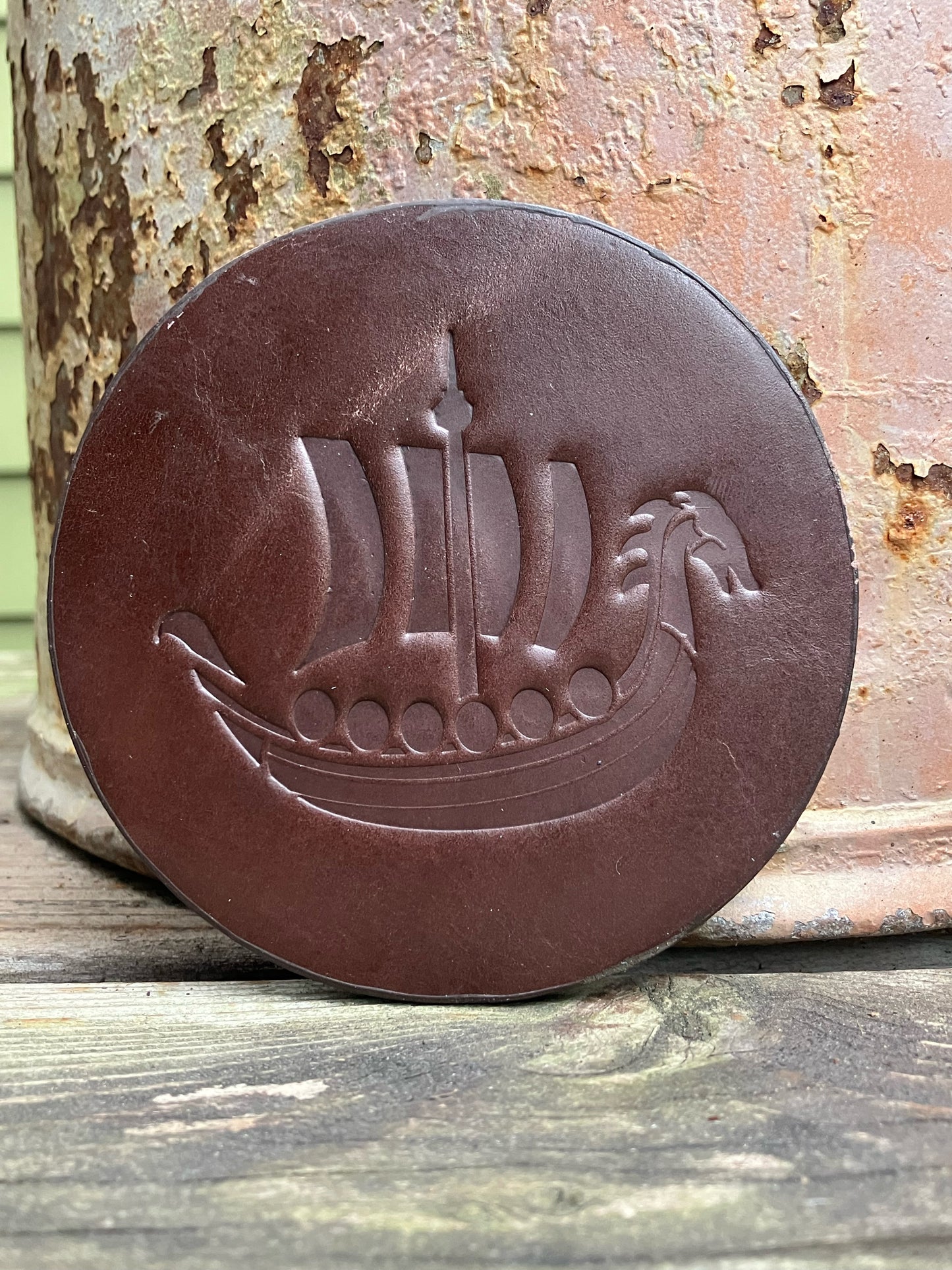 Leather Coaster - Viking Ship