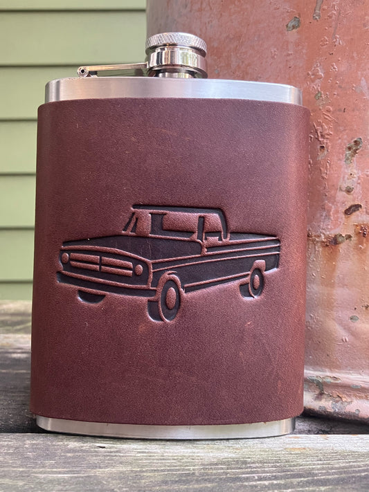 Leather Flask - Vintage Pickup Truck