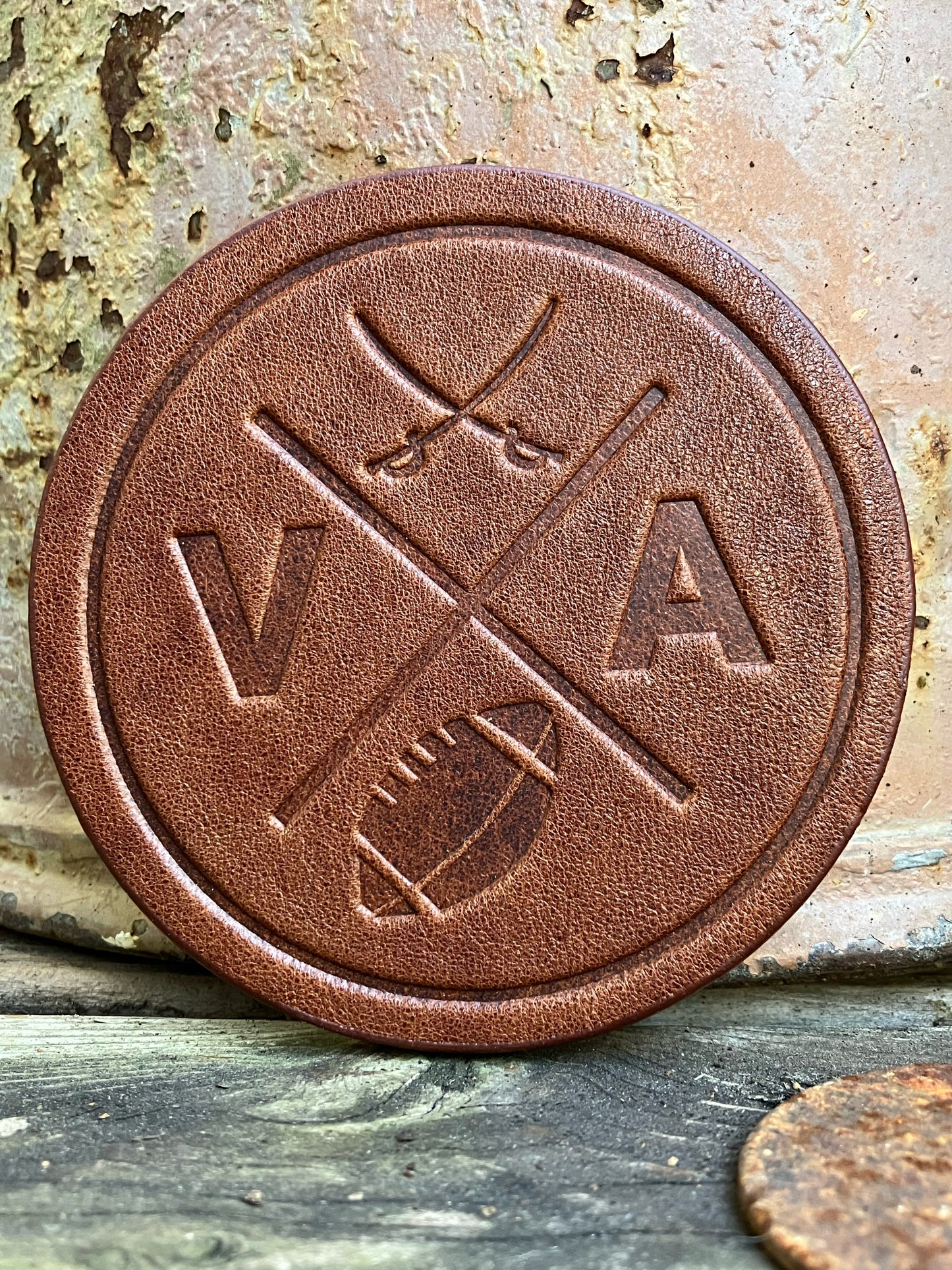 Leather Coaster - Virginia Football