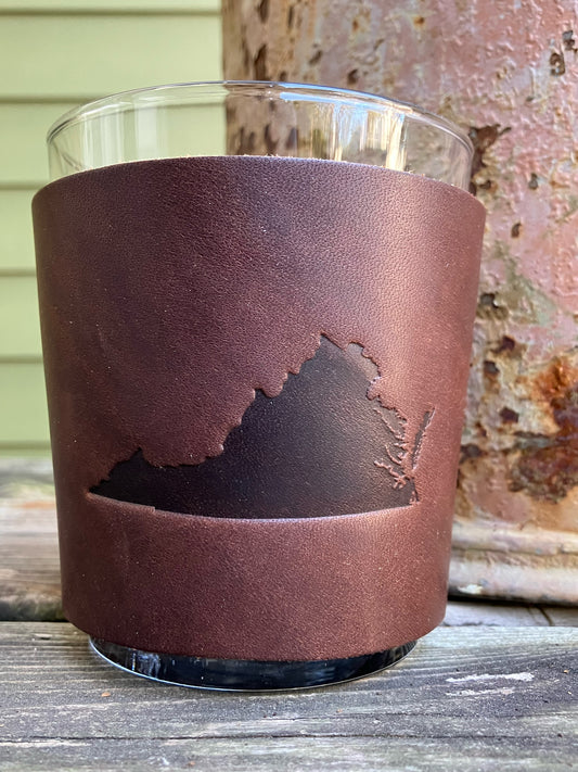 Leather Wrapped Whiskey Glass - Virginia