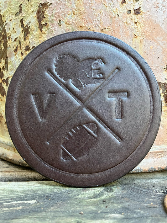 Leather Coaster - Virginia Tech Football