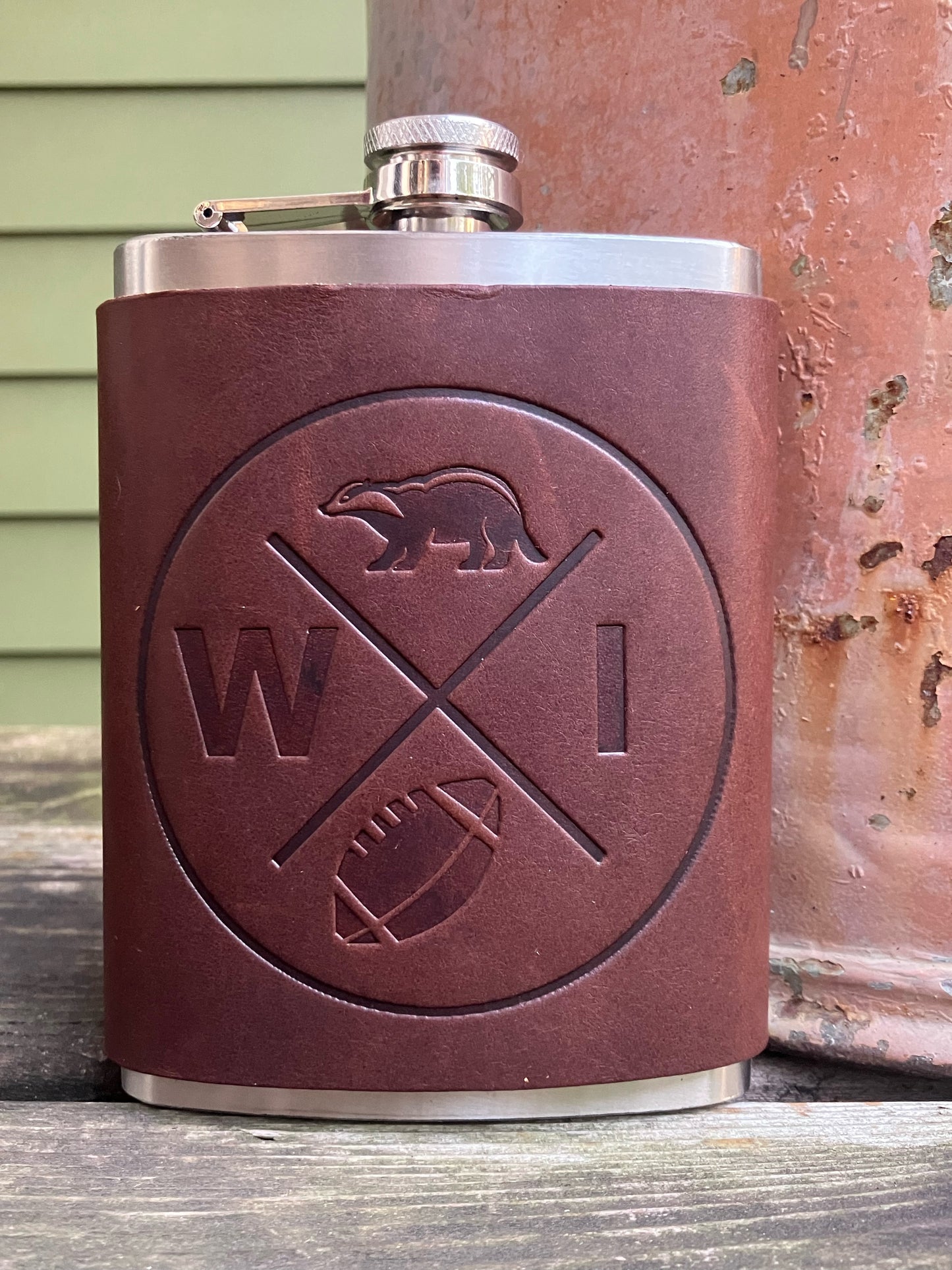 Leather Flask - Wisconsin Football