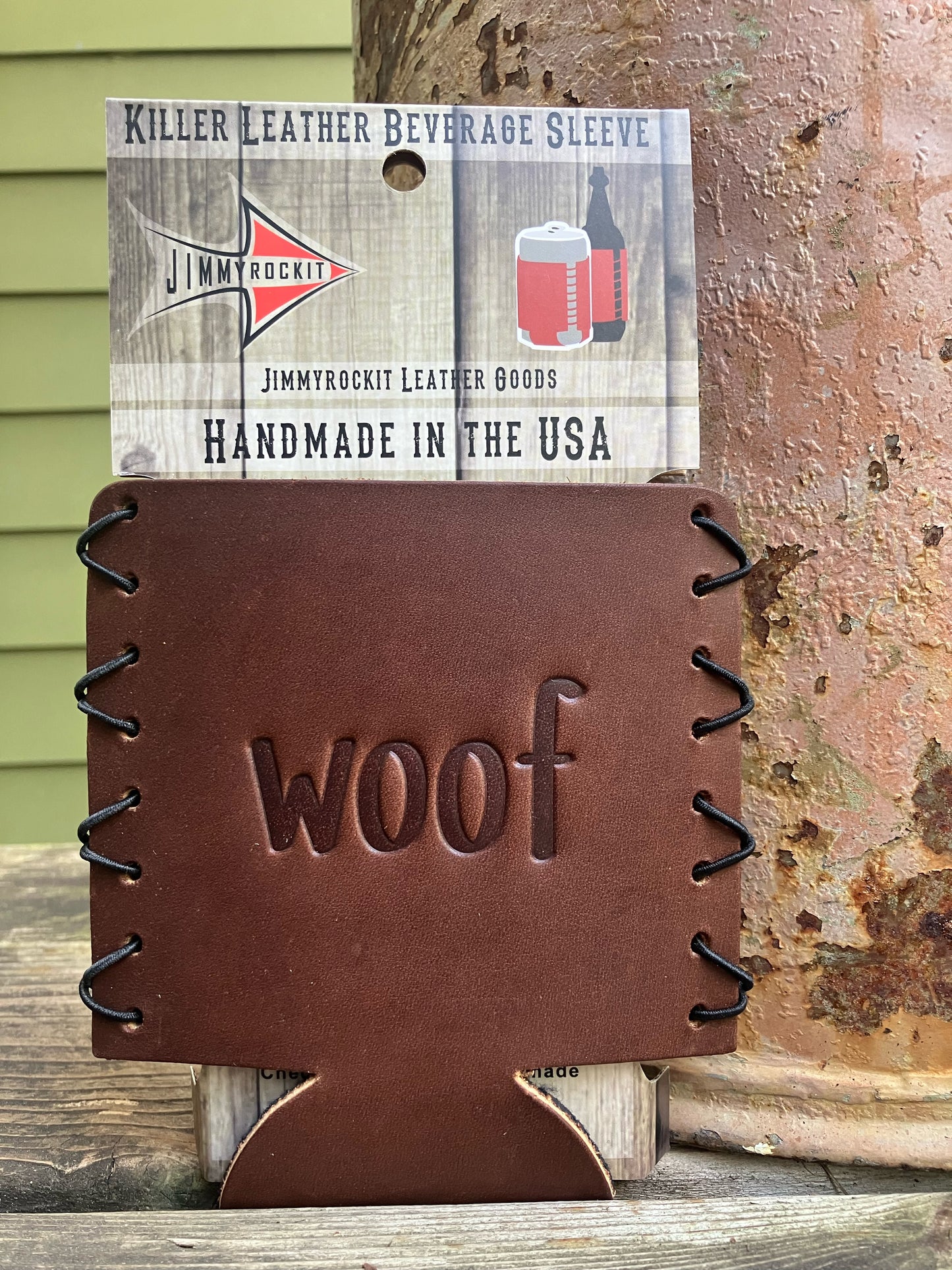 Leather Koozie - Woof