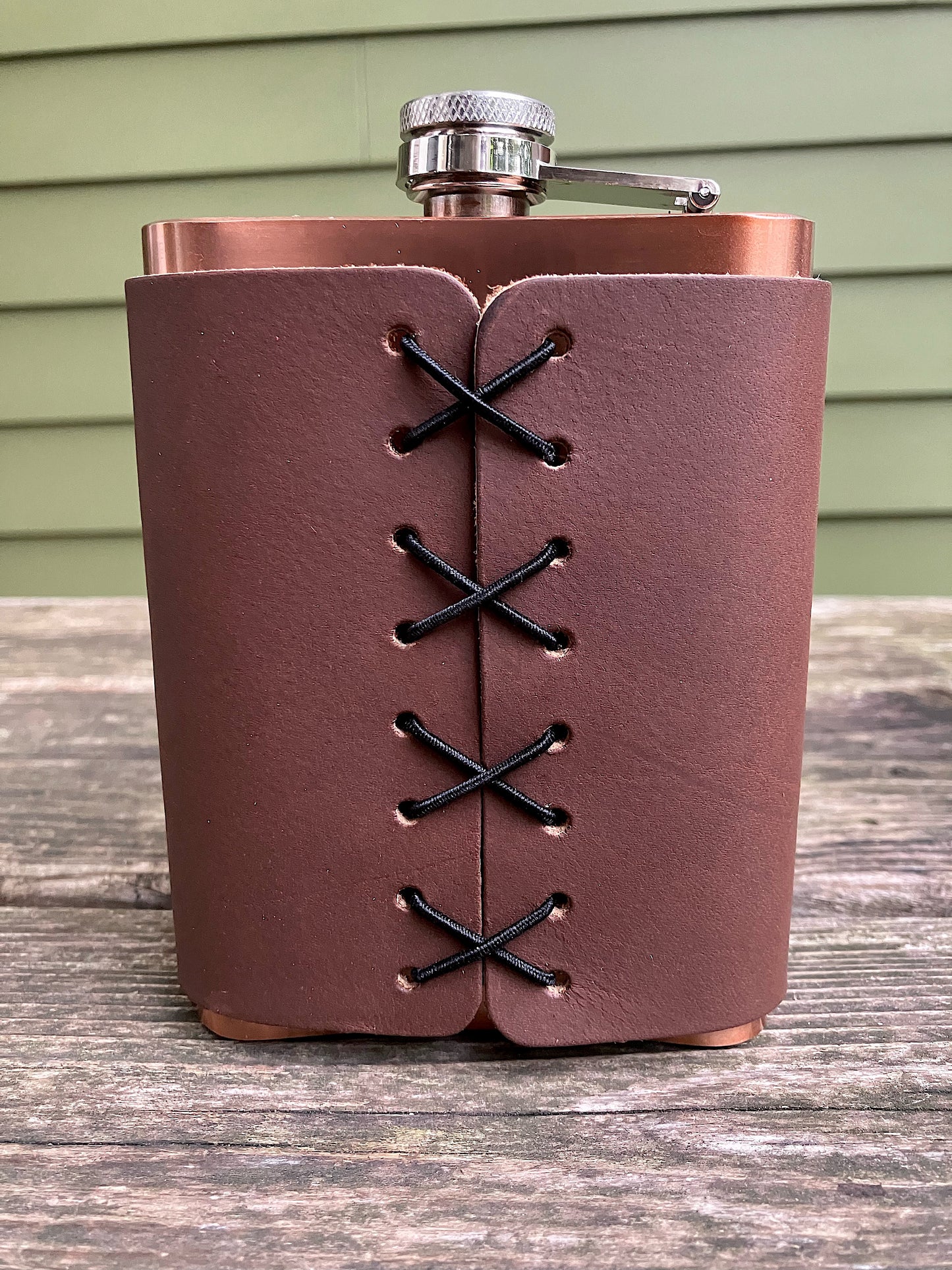Leather Flask - Mountains And Elk