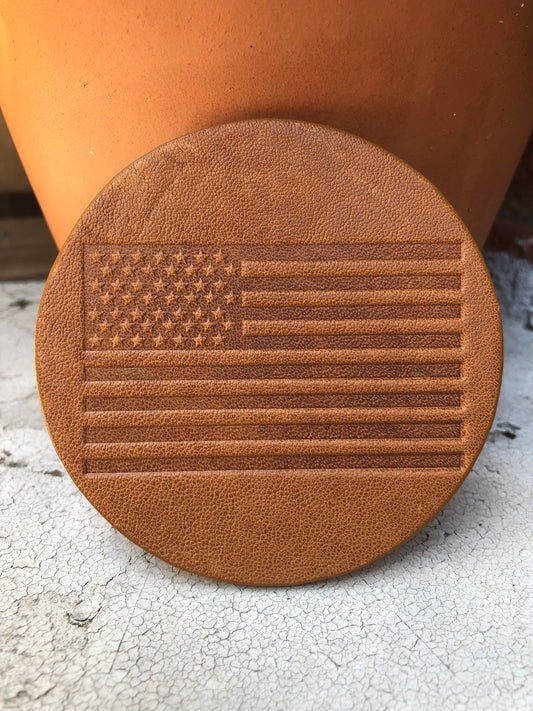 Leather Coaster - American Flag