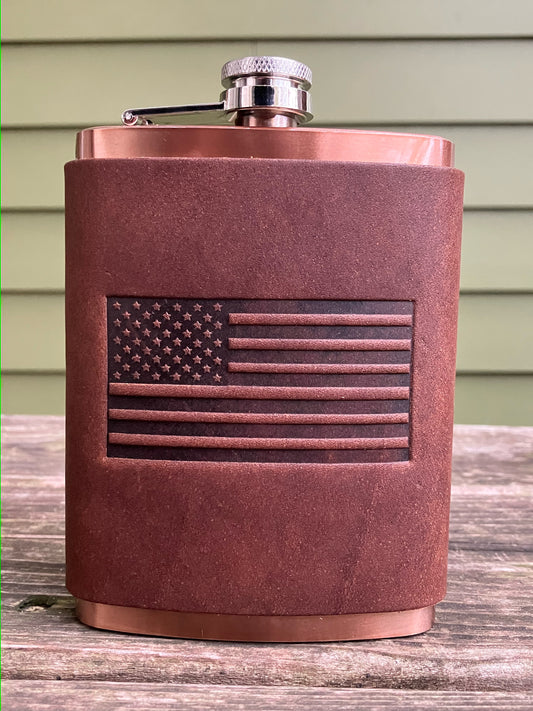 Leather Flask - American Flag