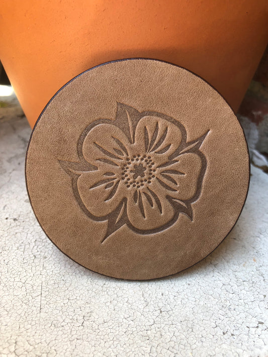 Leather Coaster - Apple Blossom