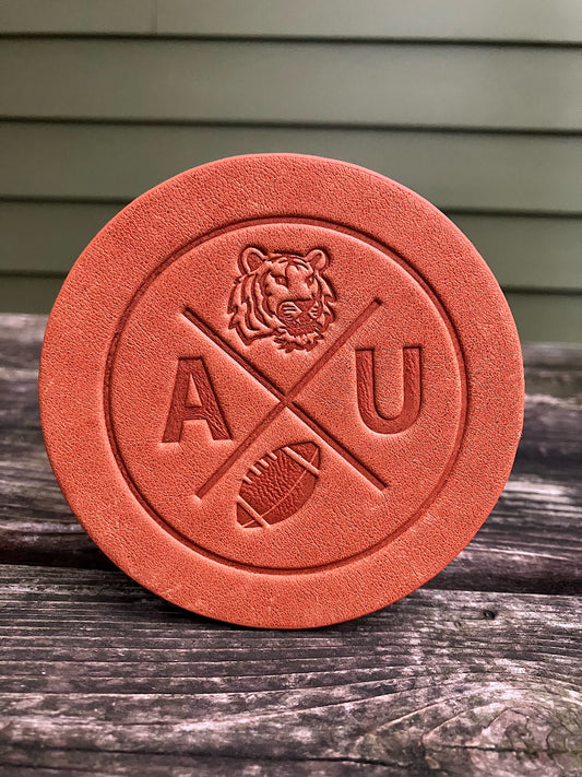 Leather Coaster - Auburn Football