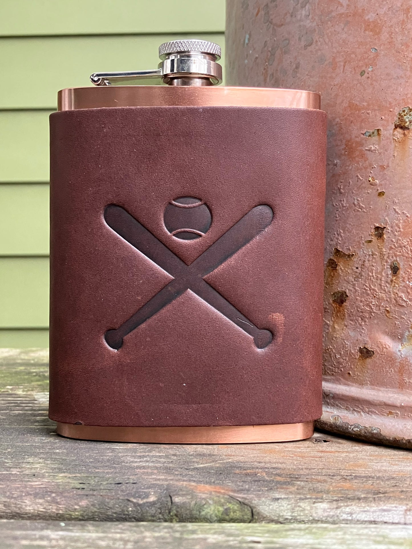 Leather Flask - Baseball Bats