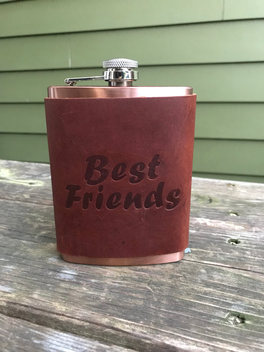 Leather Flask - Best Friends