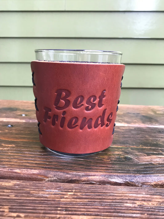 Leather Wrapped Whiskey Glass - Best Friends