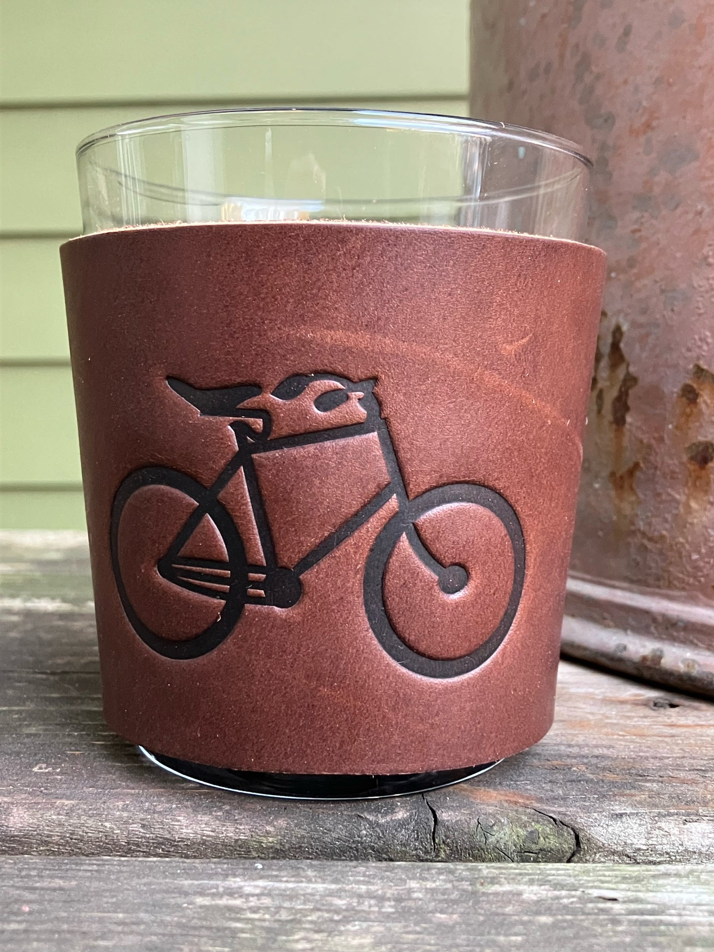 Leather Wrapped Whiskey Glass - Bicycle