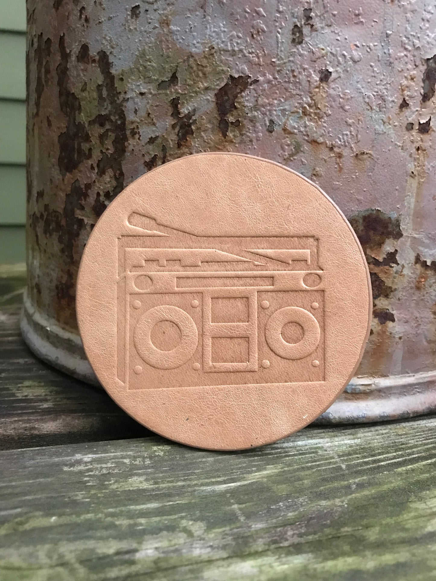 Leather Coaster - Boombox