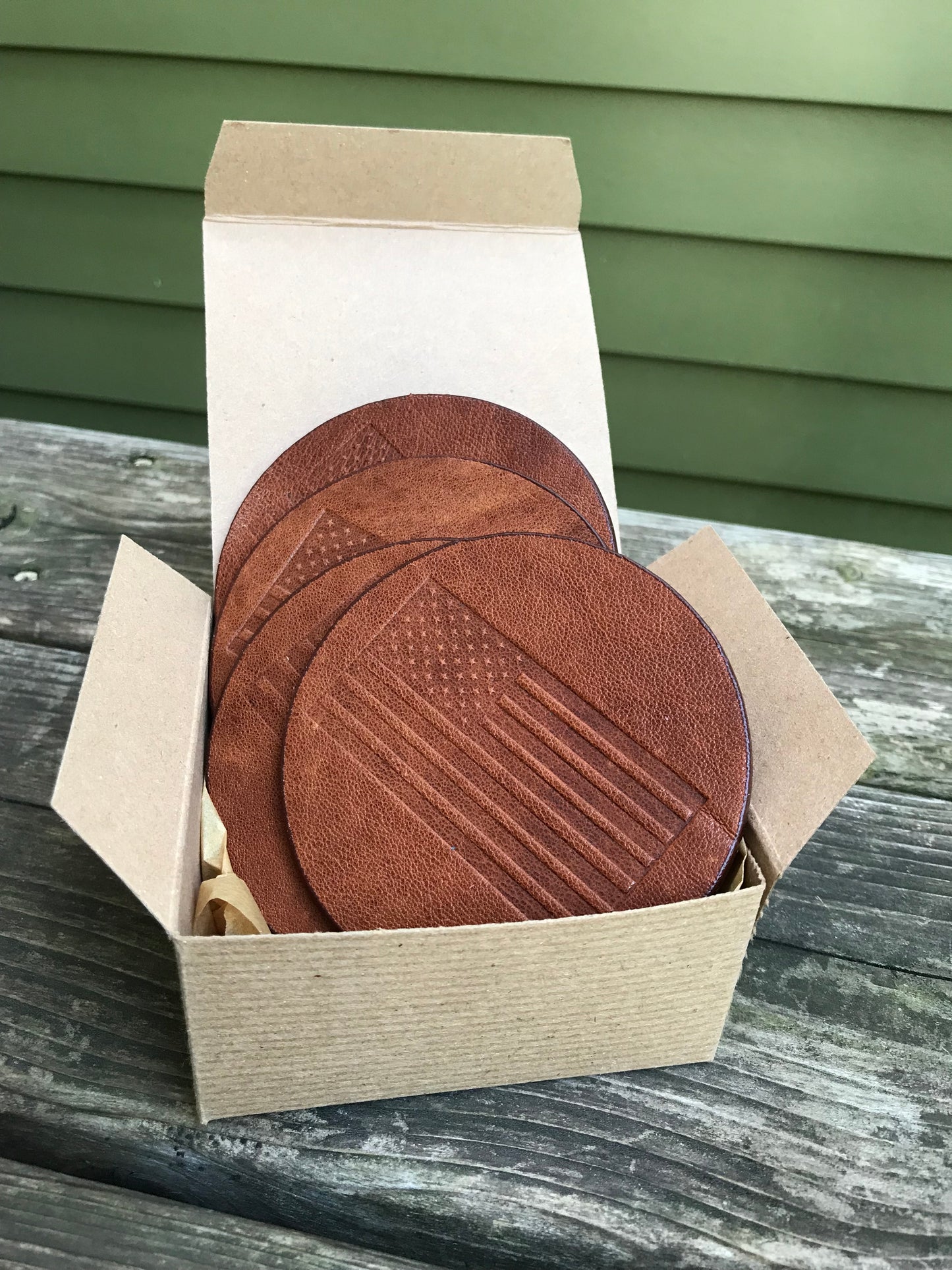 Leather Coaster - White Pine Cone