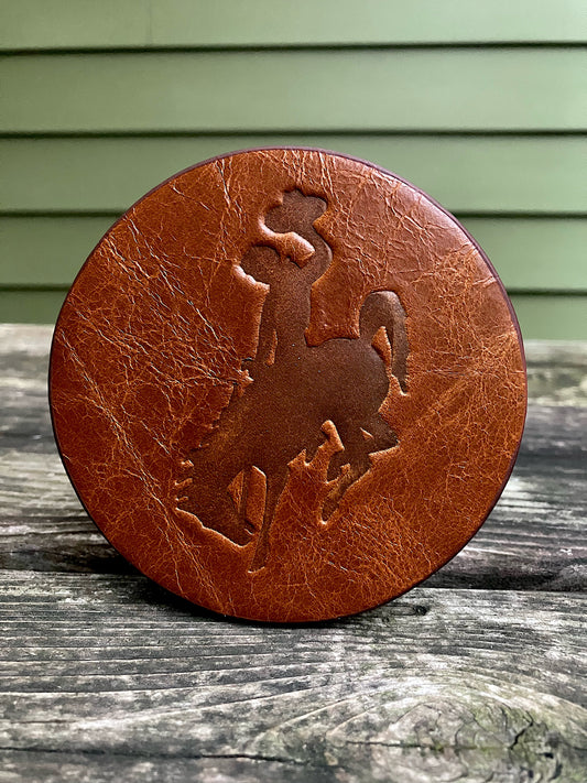 Leather Coaster - Bucking Horse And Rider