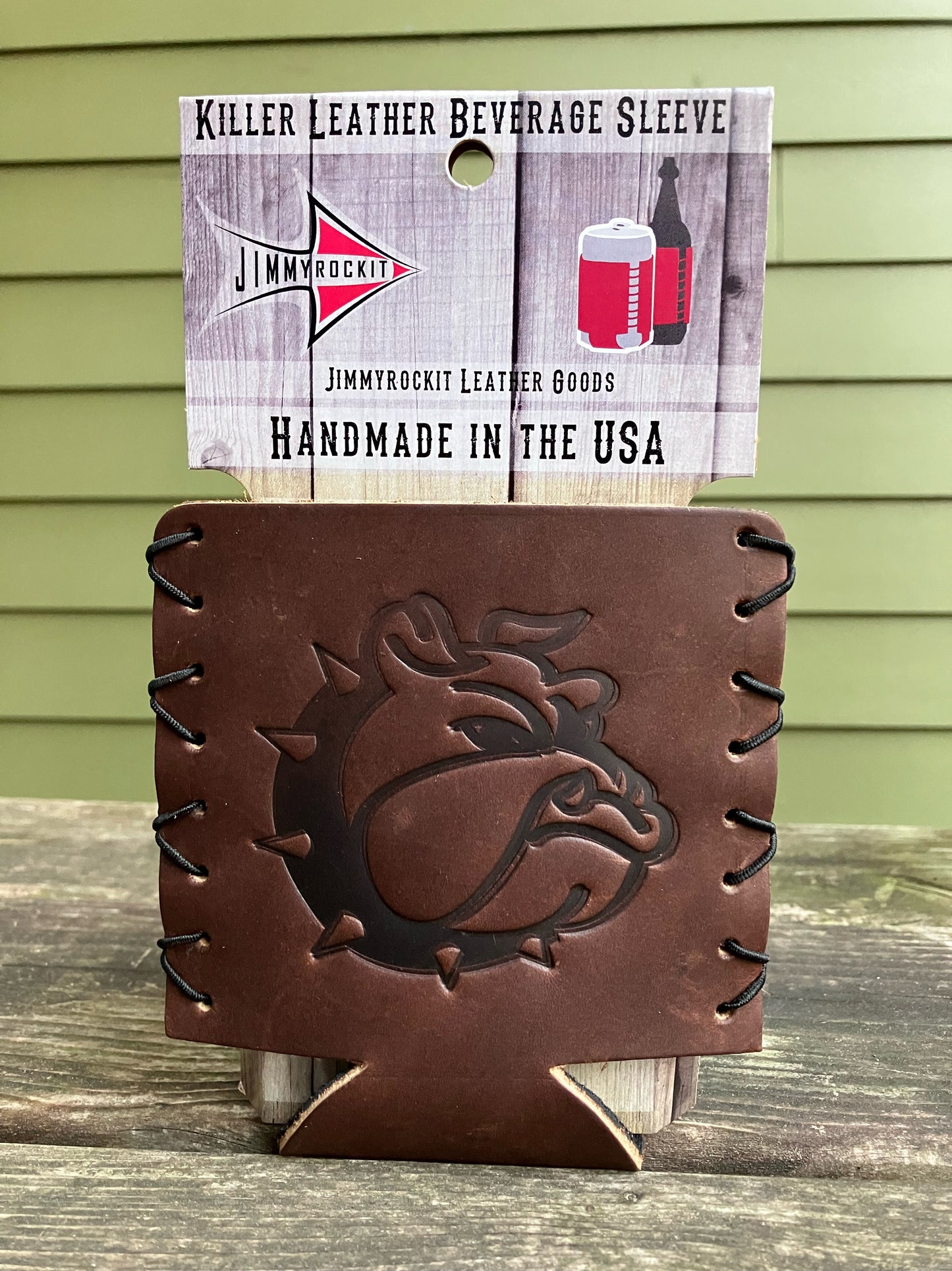 Leather Koozie - Bulldog