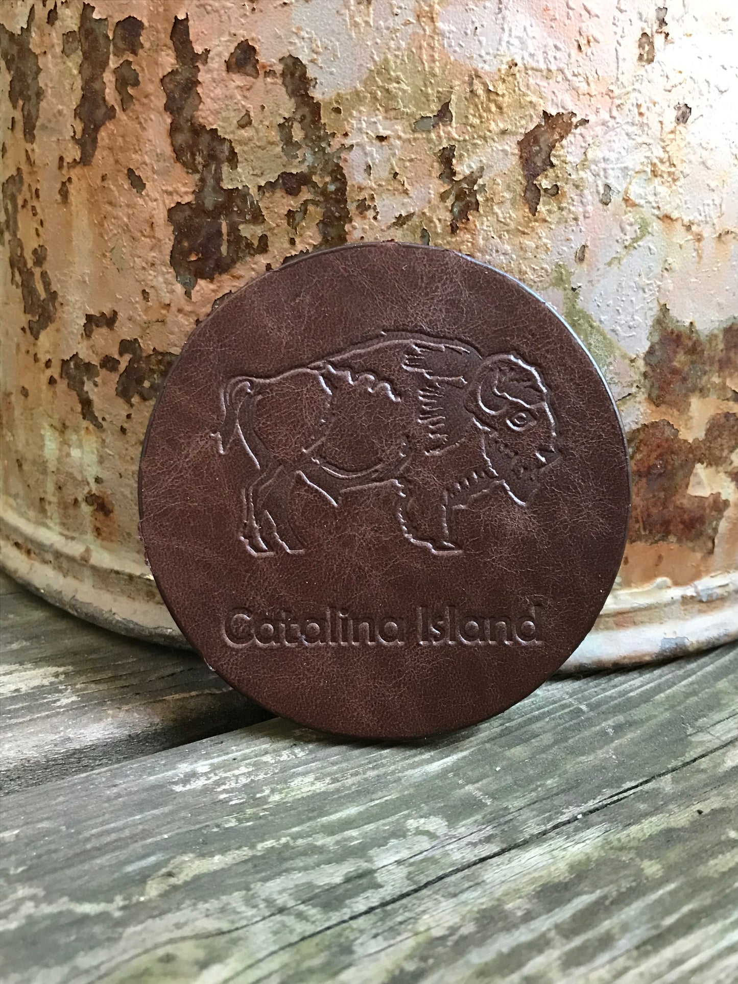 Leather Coaster - Catalina Island