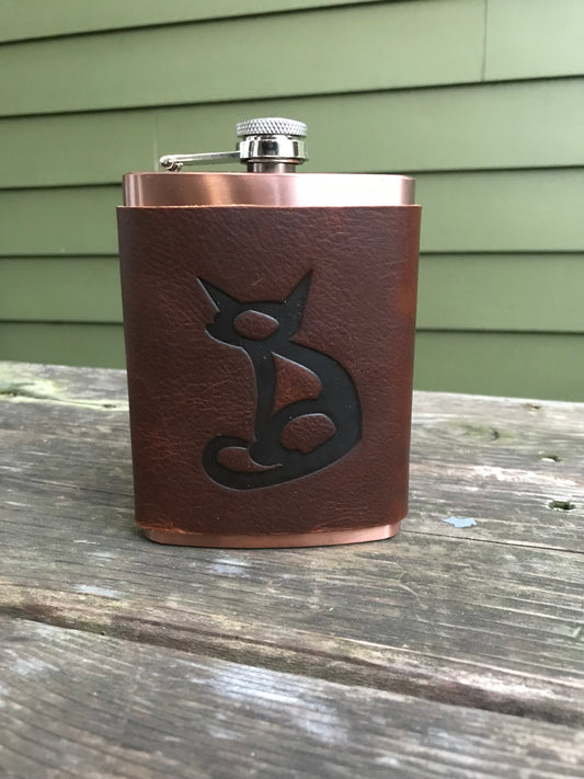 Leather Flask - Cat