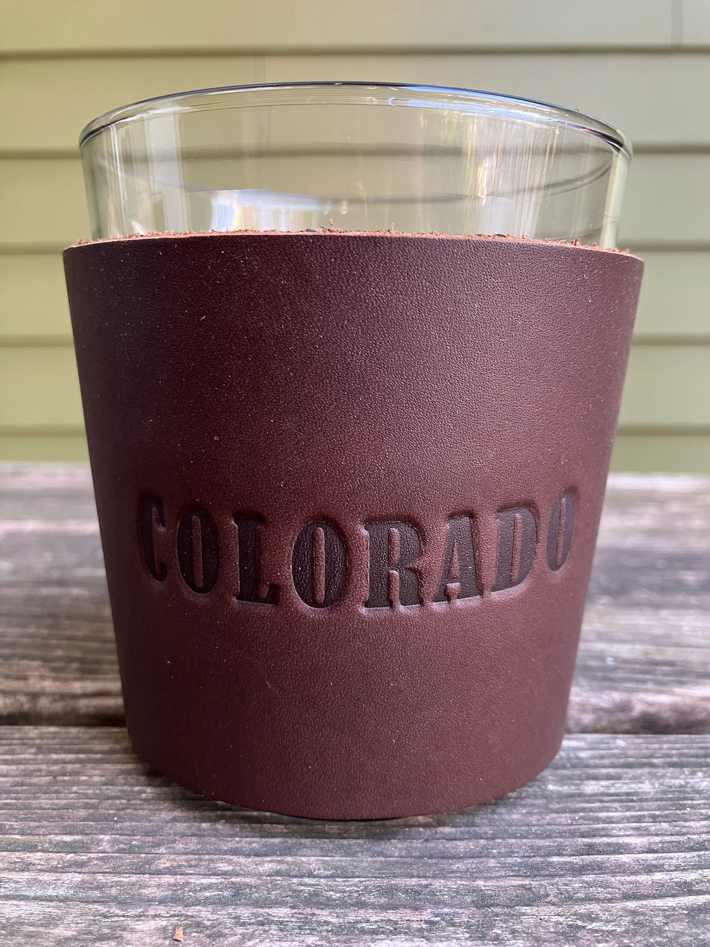 Leather Wrapped Whiskey Glass - Colorado