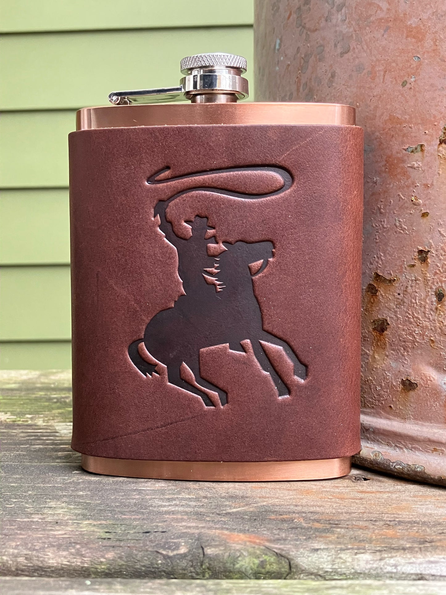 Leather Flask - Cowboy with Lasso