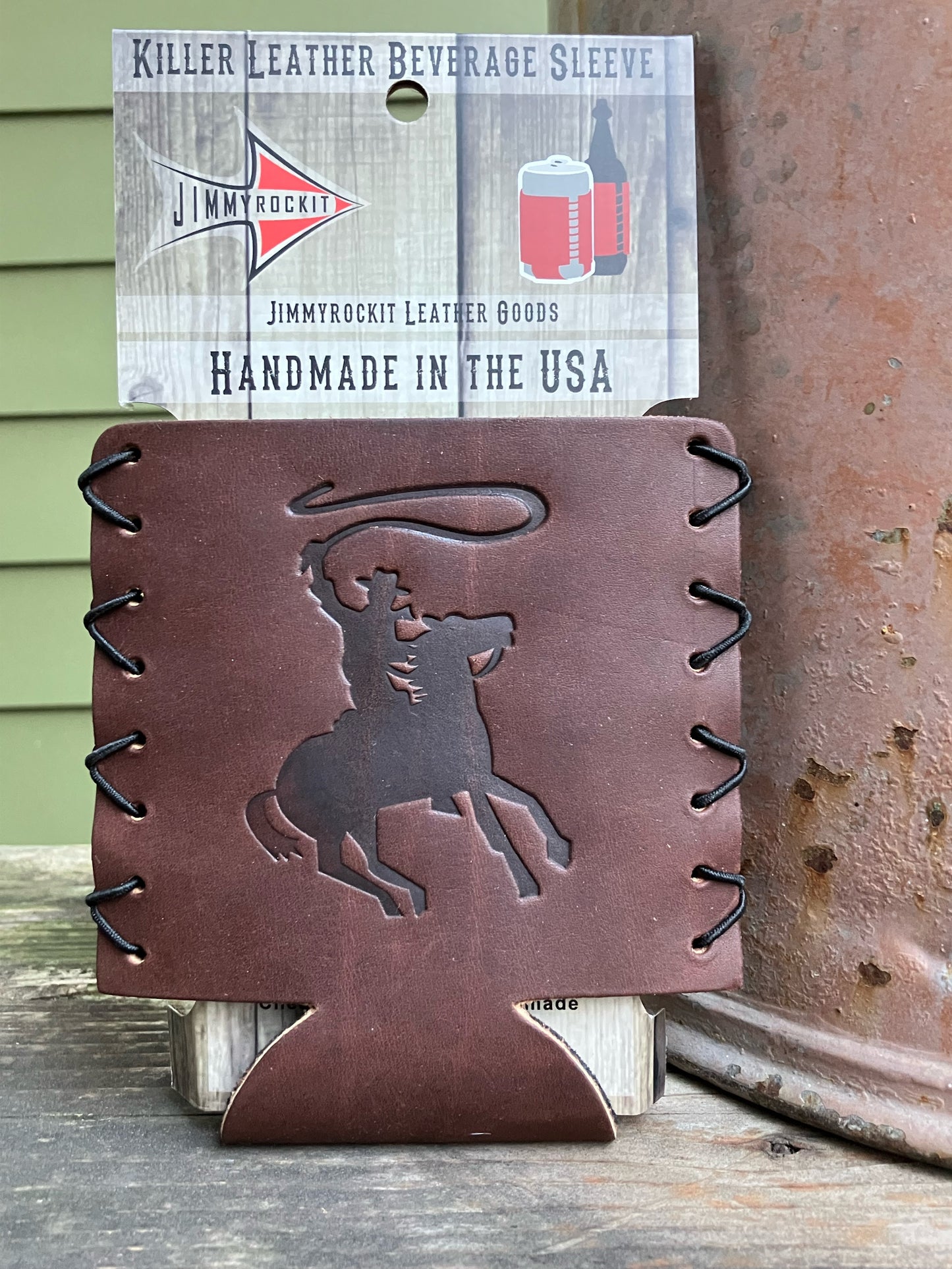 Leather Koozie - Cowboy With Lasso