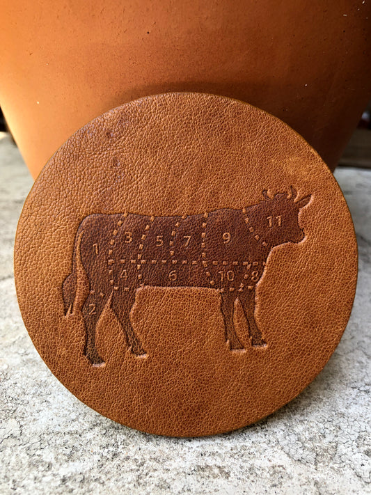 Leather Coaster - Cow Cuts