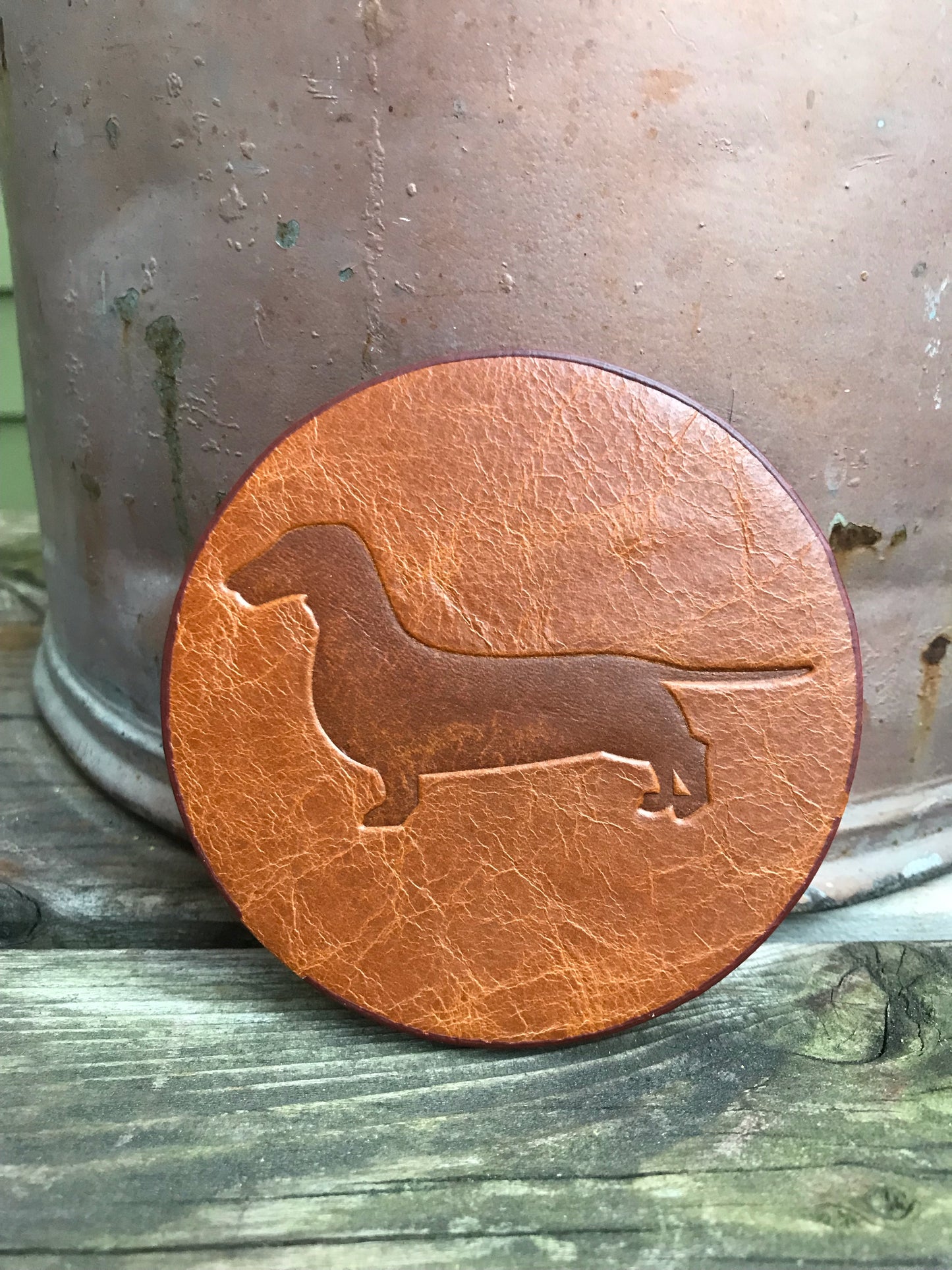 Leather Coaster - Dachshund