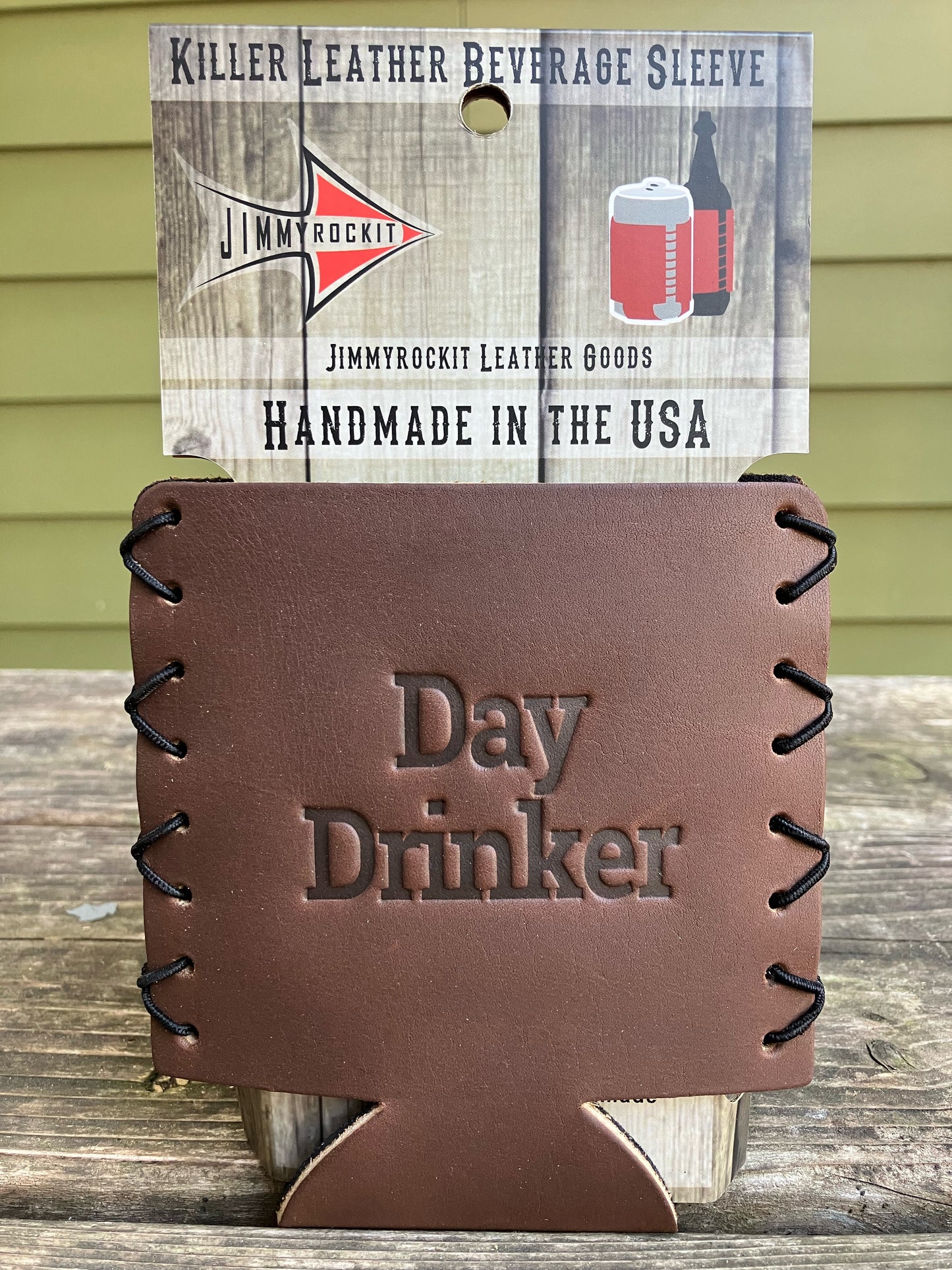 Leather Koozie - Day Drinker