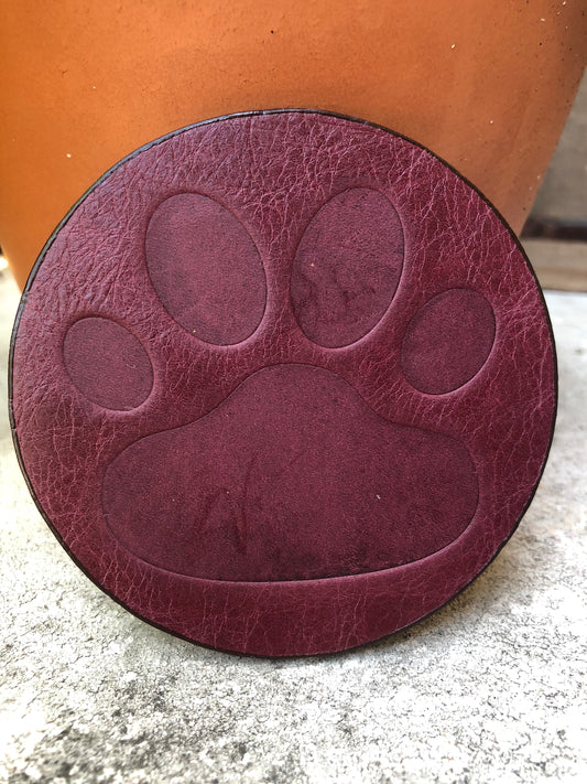 Leather Coaster - Paw Print