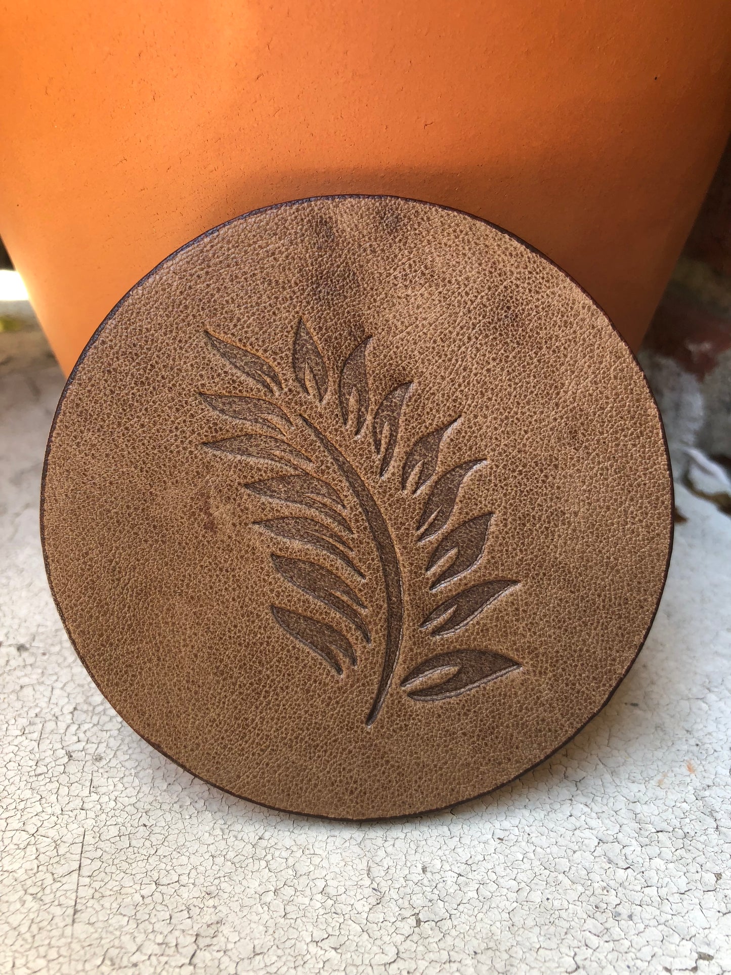 Leather Coaster - Fern