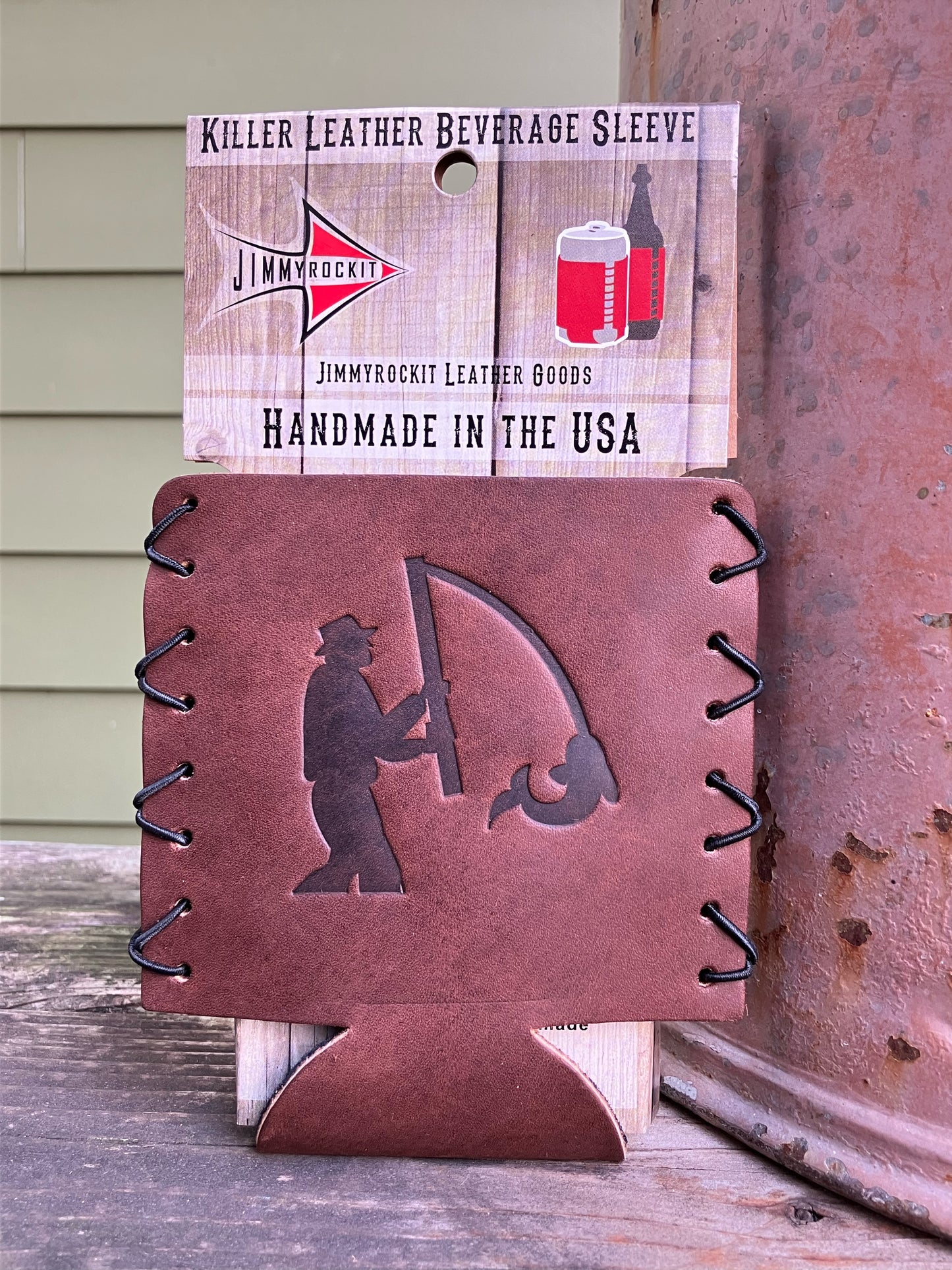 Leather Koozie - Fisherman
