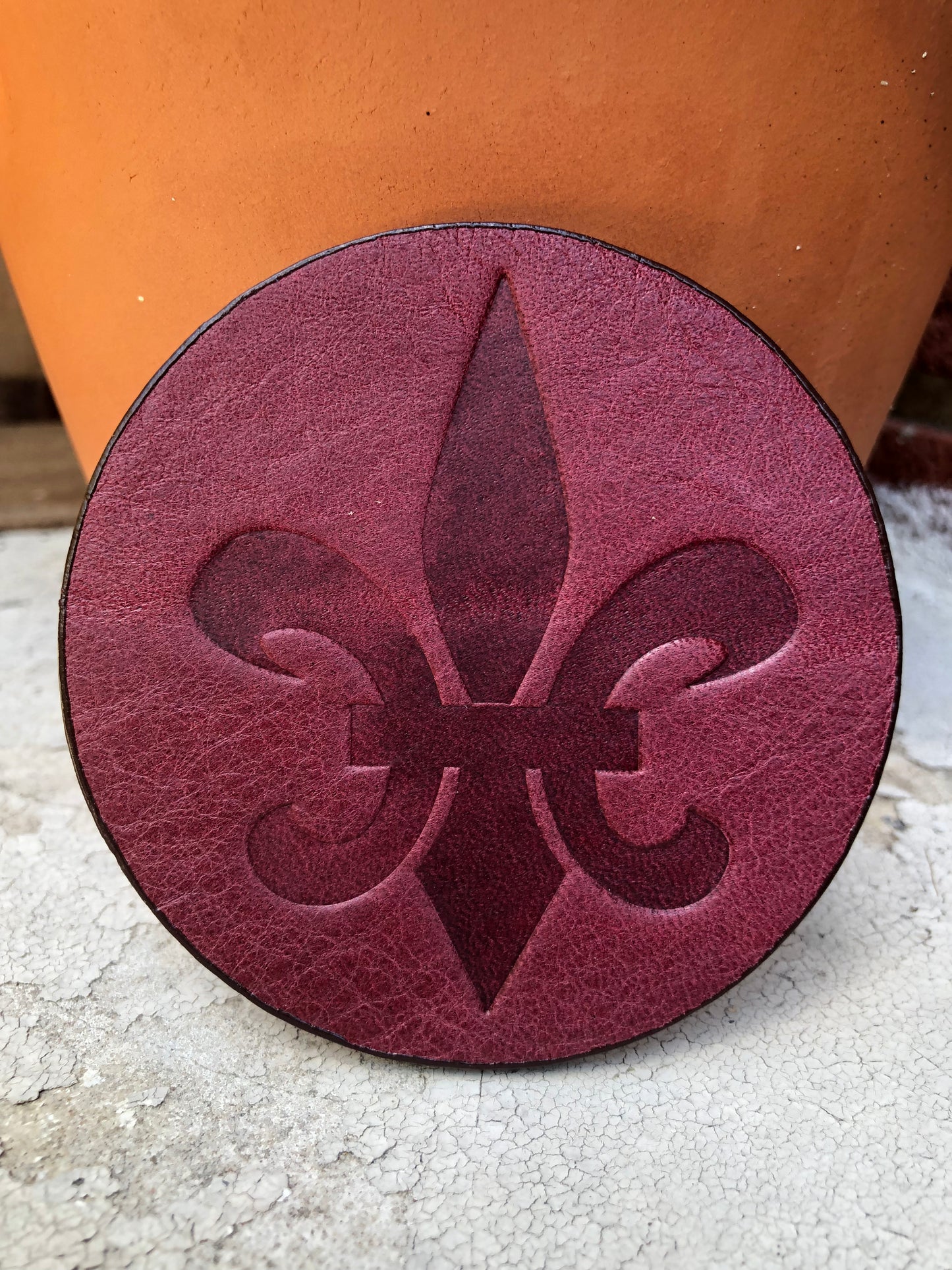 Leather Coaster - Fleur De Lis