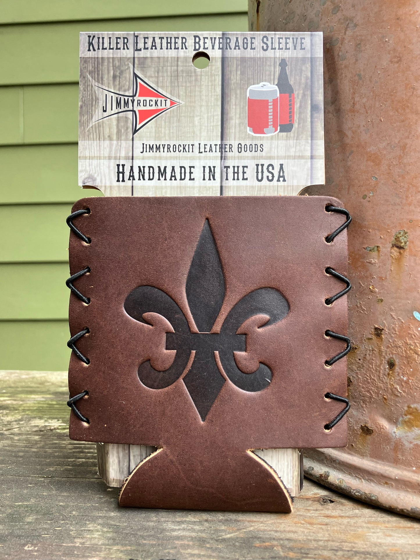 Leather Koozie - Fleur De Lis