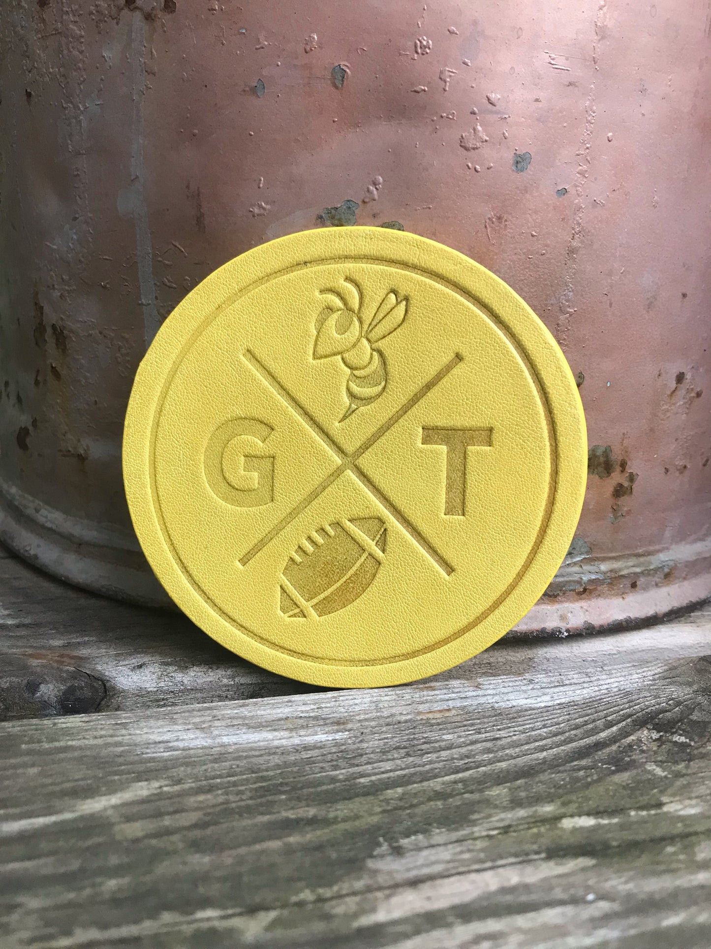 Leather Coaster - Georgia Tech Football