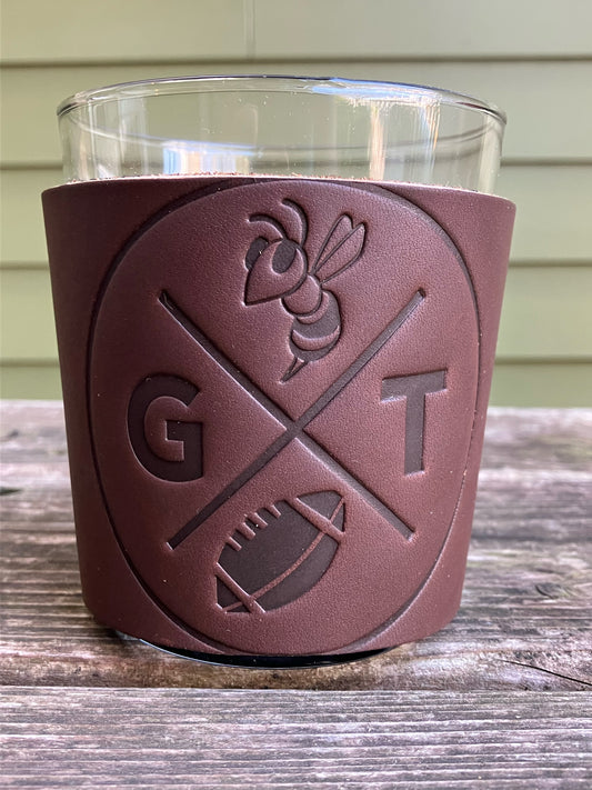 Leather Wrapped Whiskey Glass - Georgia Tech Football