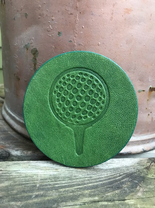 Leather Coaster - Golf Ball