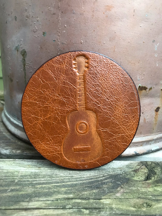 Leather Coaster - Guitar