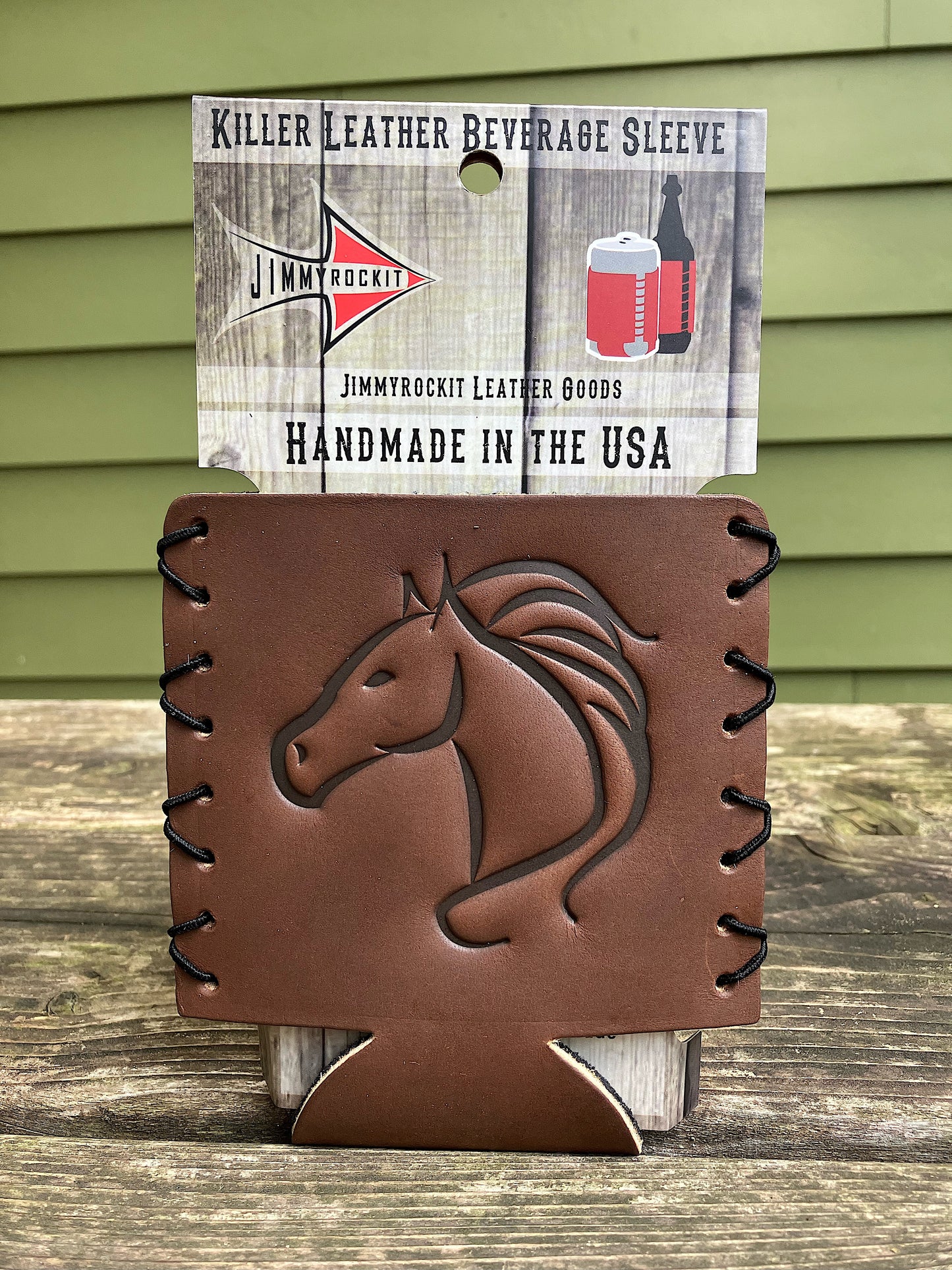 Leather Koozie - Horse Thoroughbred