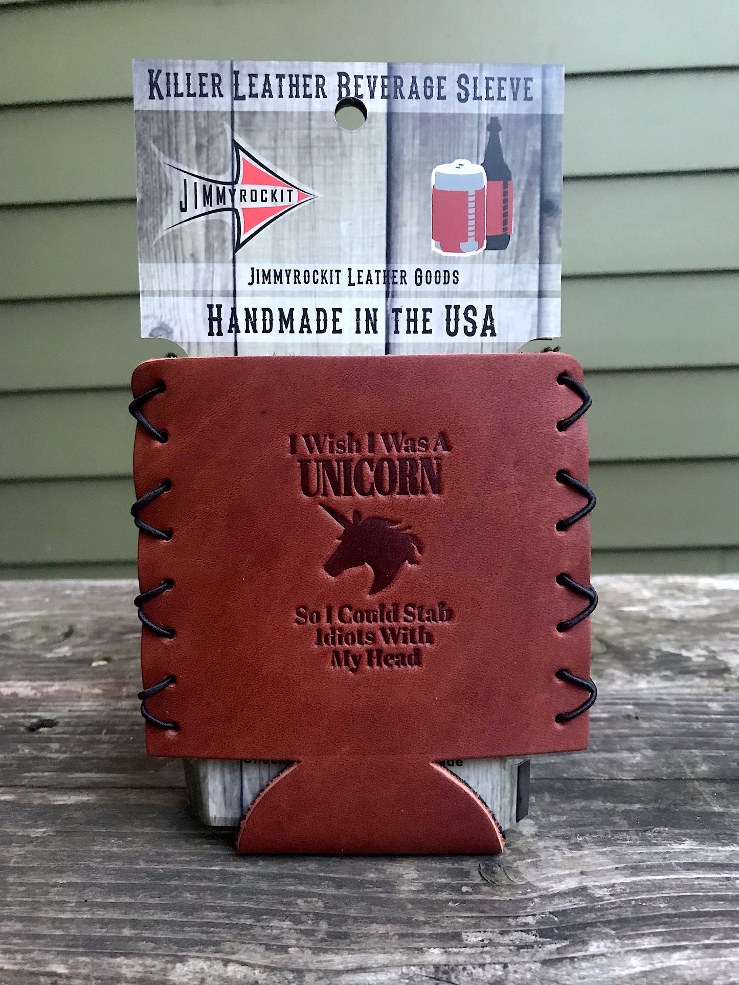 Leather Koozie - I Wish I Was A Unicorn