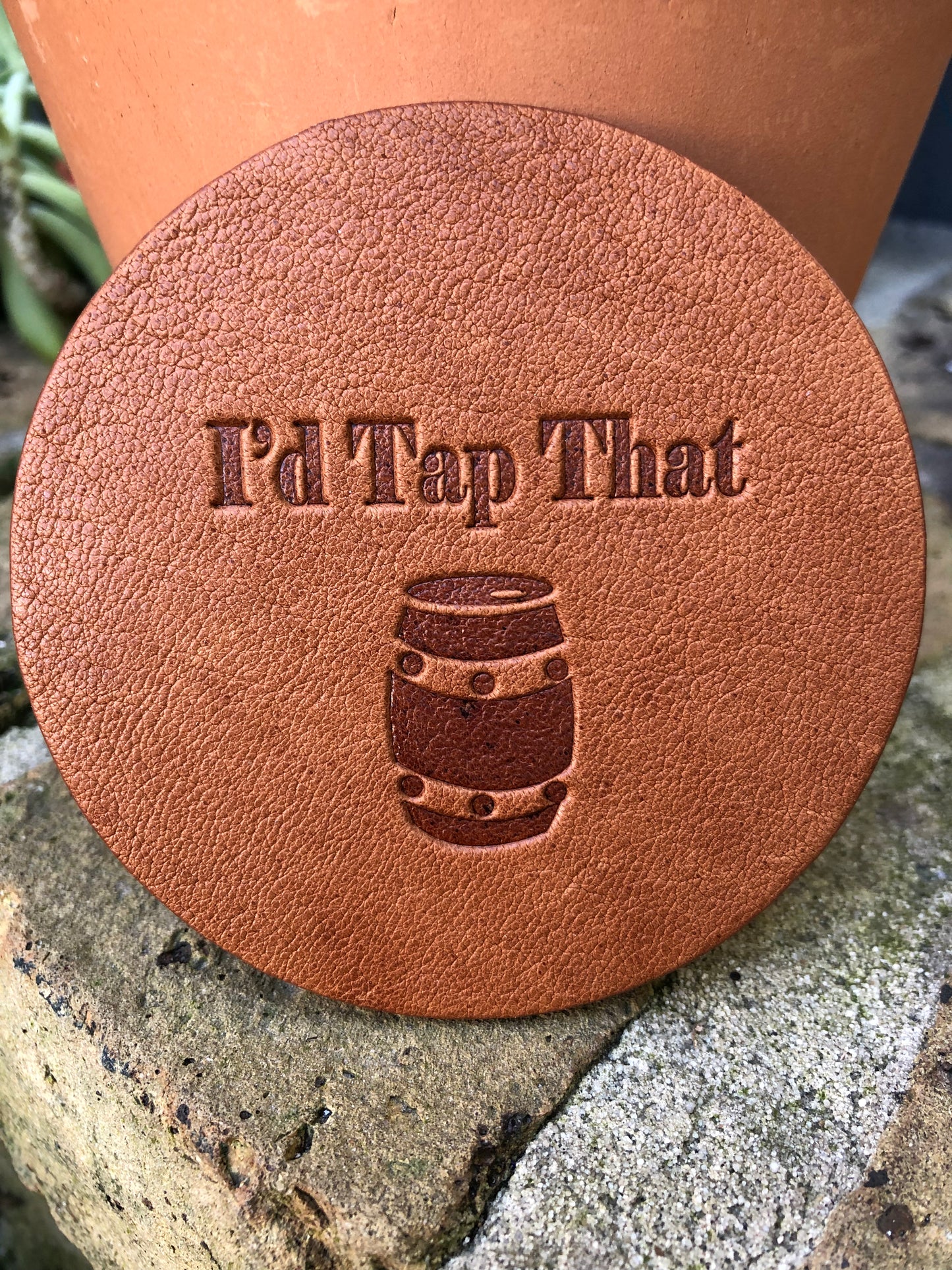 Leather Coaster - I'd Tap That
