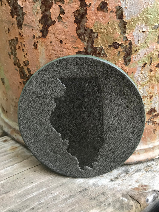 Leather Coaster - Illinois