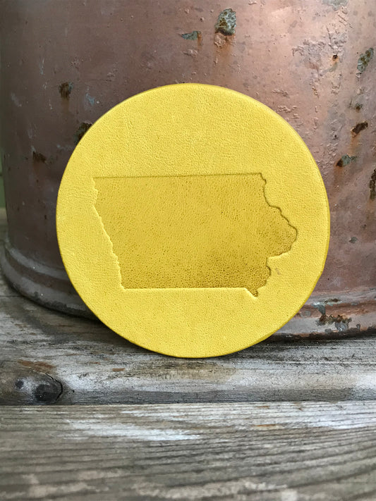 Leather Coaster - Iowa
