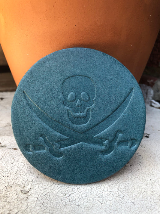 Leather Coaster - Jolly Roger