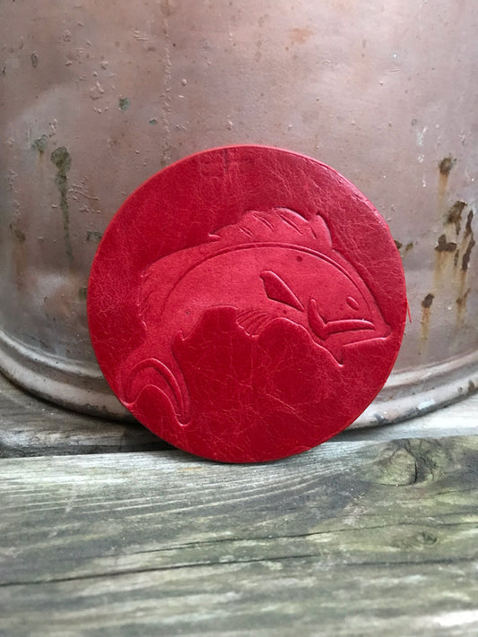 Leather Coaster - Jumping Fish