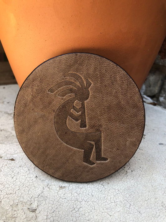 Leather Coaster - Kokopelli